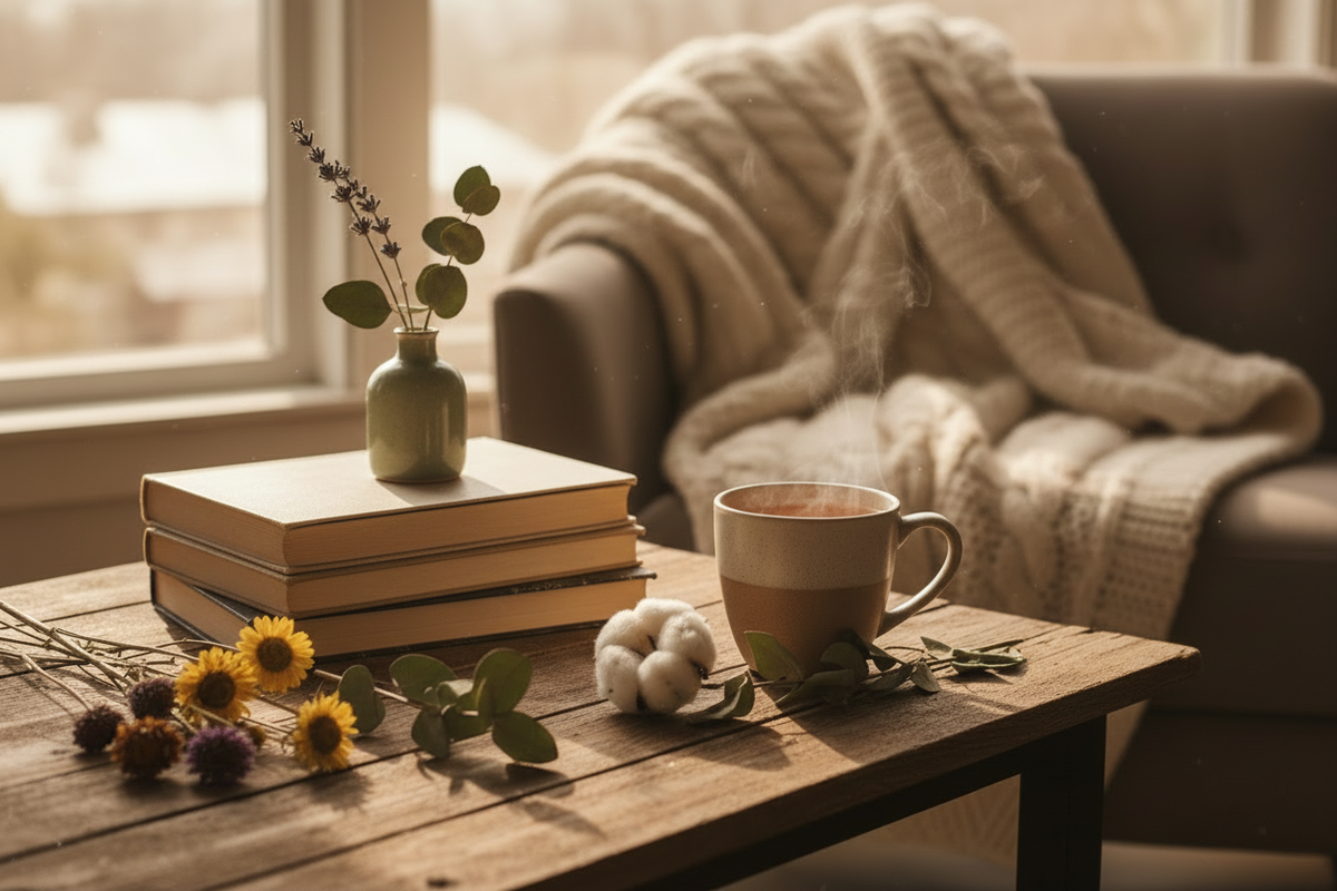 Desk with books